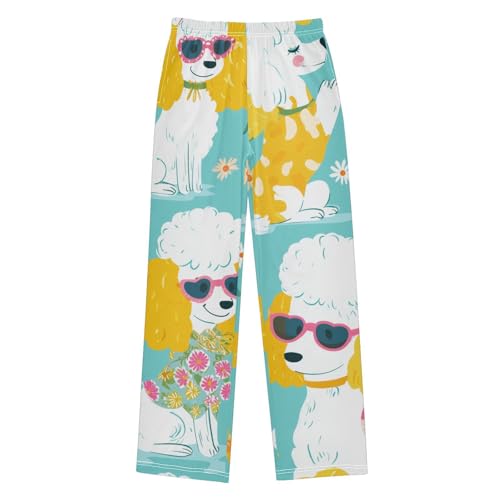 ZZXXB Poodle Spring Flowers Boys Long Pants Soft Trousers Elastic Waist Kids Lounge Bottoms with Pockets S-XL