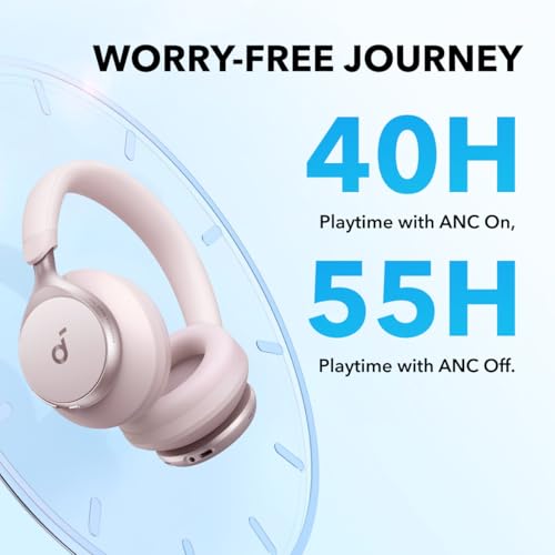 Image of Soundcore by Anker, Space One, Active Noise Cancelling Headphones, 2X Stronger Voice Reduction, 40H ANC Playtime, App Control, LDAC Hi-Res Wireless Audio, Comfortable Fit, Clear Calls, Bluetooth 5.3