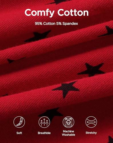 INNERSY Cuecas femininas hipster, algodão, cintura média, cintura larga, pacote com 6, Estrelas pret