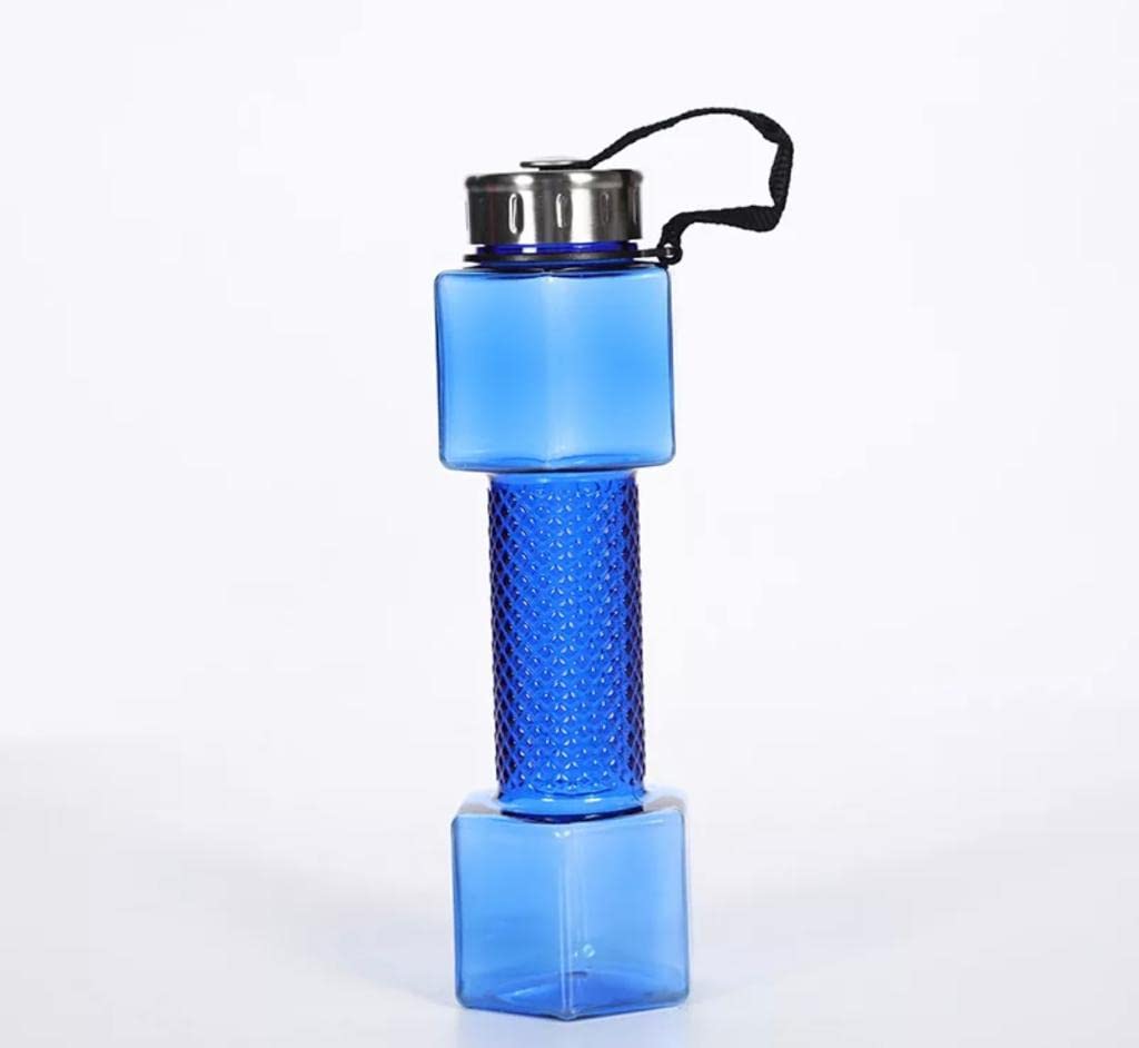 AESTHETIC WORLD Plastic Dumbbell Water Bottle | 750ml (Blue)