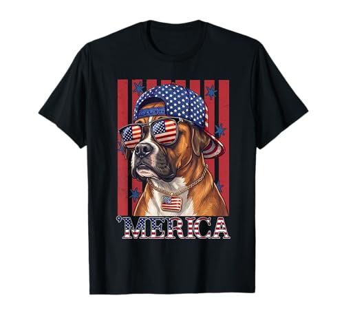 Boxer Dog 250th America Patriotic USA 4th of July T-Shirt