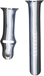 سوار معصم بديل من السيليكون قابل للتعديل بتصميم مخطط ناعم ومشبك معدني متوافق مع الساعات الذكية 42/44/45 ملم - متعدد الألوان (B)