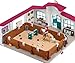 Schleich Horse Club - 179PC Peppertree Riding Arena Horse Playset with Real Dressage Cards - With Stable Set, 2 Horses, 3 Rider Figurines, Cards and Accessories - Toys for Girls & Boys Ages 5+ | 42639