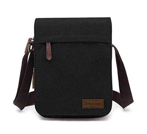 Sechunk Middle Vintage Canvas Messenger Cross body bag Shoulder bag (Black, middle) by Sechunk - Used condition - US$17.77