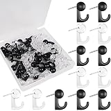 Aitikili Push Pin Hooks - 50 Pieces Cork Board Hooks, Push Pins for Wall, Decorative Thumb Tacks Hook for Photo Wall, Bulletin Board, Home Wall, Map, Calendar, Thumbtack Hooks Wall Pins for Hanging