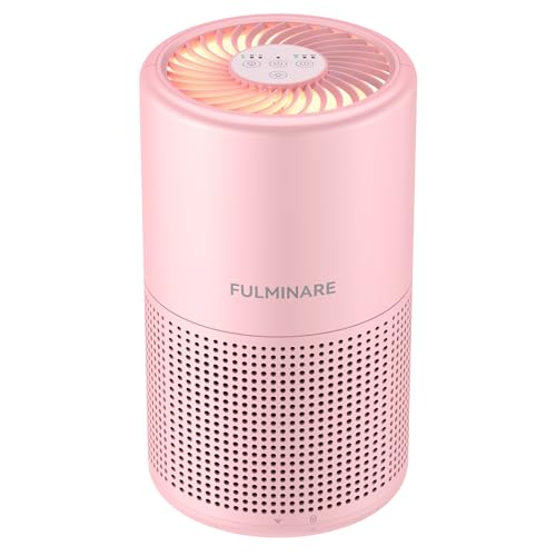 Image of FULMINARE Air Purifiers for Bedroom H13 True HEPA Air Filter, Quiet Air Cleaner With Night Light, Portable Small Air Purifier for Home, Office, Living Room (Pink)