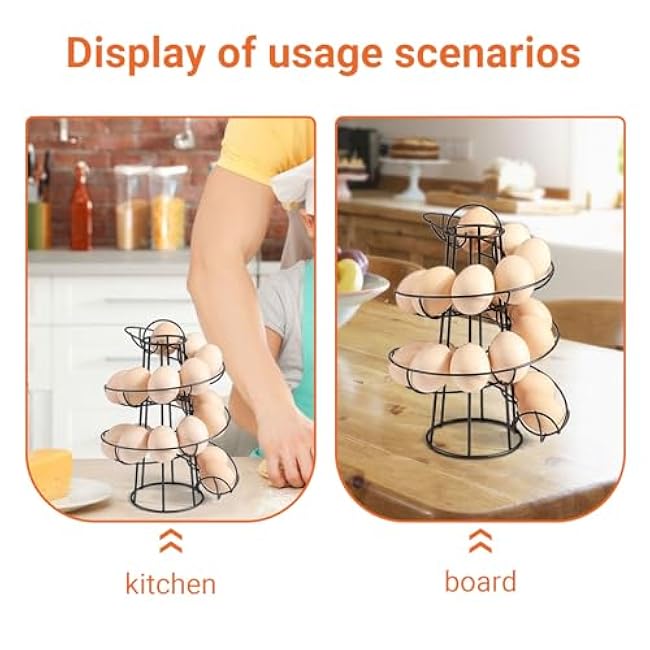 Spiral Egg Skelter Storage Rack, Freestanding Metal Dispenser Holder for Kitchen Countertop, Space-Saving Design, Black, Send Goods from Local Warehouse