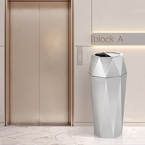 Image of Dyna-Living Trash Can Outdoor Commercial Garbage Can with Lid Stainless Steel Garbage Bin Open Top Industrial Trash Bin Indoor Large Trash Cans Silver