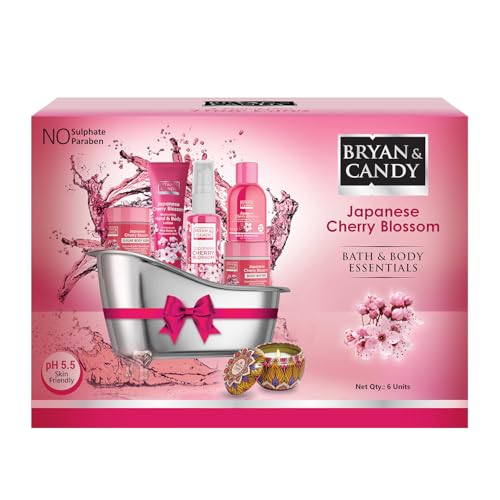 Image of Bryan & Candy Bath Tub Essentials|Gift Set For Women And Men | Complete Home Spa Experience (Cherry Blossom Tub Kit)