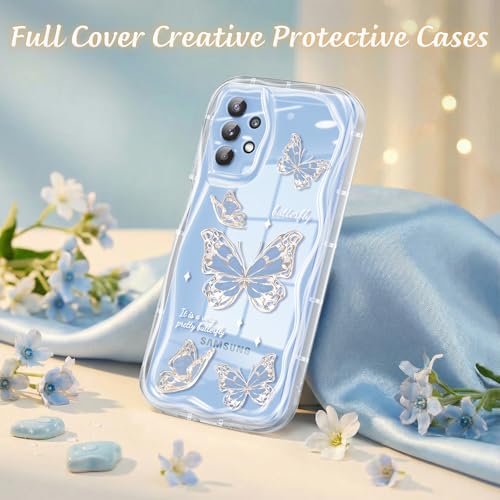 Coque Samsung A32 5G papillon bleu transparent et souple - 4