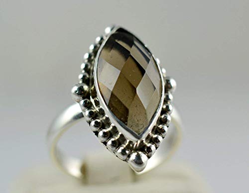 Navya Craft Smoky Quartz Marquise 925 Sterling Silver Handmade Statement Gemstone Women Ring Size 4 To 13 #TOP3