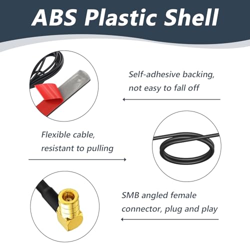 DAB DAB+ Autoradio Antenne Digital Scheibenantenne mit SMB Adapter und 3 Meter Kabel, Windschutzscheiben Antenne für DAB-Empfang, Kompatibel mit Ford, Opel, Seat, Skoda, Kenwood, Alpine, Sony