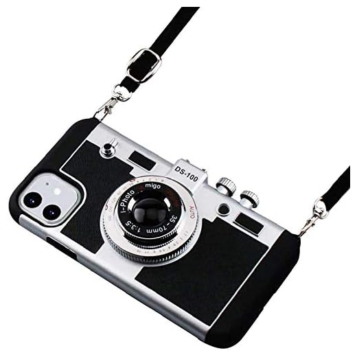 Lynmerry Coque 3D style appareil photo rétro pour iPhone 11 iPhone 11 Pro iPhone 11 Pro Max avec longue sangle de cou (iPhone 11)