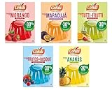 Condi Gelée Assortiment de Fruits – 5 Saveurs (Fraise, Fruit de la Passion, Tutti Frutti, Fruits des Bois, Ananas) – Préparation pour Gelée en Poudre – 5 x 114 g – Dessert Facile