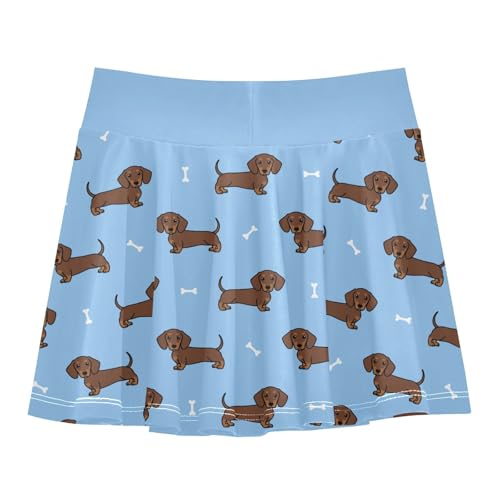Girls Skorts High Waist Athletic Skirts with Shorts Cute Dachshund Dog Stretchy Teens Performance Tennis3