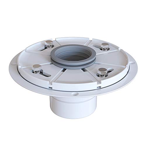 USHOWER 2 Inch Shower Drain Base, PVC Sub Drain Flange with Rubber Coupler, for 2" Outlet No Hub Linear & Square Drain Installation, White