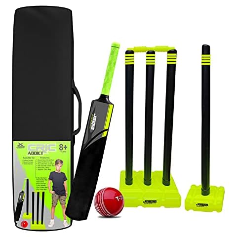 Jaspo CRIC Addict Plastic Cricket Bat Set Combo with Soft Cricket Ball for Kids (Size-5)(8years & Above) Cover