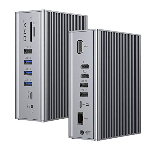 Docking Station, OKX Upgraded 16 in 1 Quadruple Display USB C Docking for USB-C Laptops, 65W Charging for Laptop, Dual 4K HDMI, VGA, 1Gbps Ethernet, 5Gbps USB-C 3.0, SD/TF, USB-C Gen2, 3.5mm Audio&Mic Docking Station, OKX Upgraded 16 in 1 Quadruple Display USB C Docking for USB-C Laptops, 65W Charging for Laptop, Dual 4K HDMI, VGA, 1Gbps Ethernet, 5Gbps USB-C 3.0, SD/TF, USB-C Gen2, 3.5mm Audio&Mic