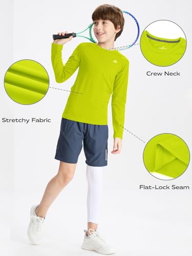 Image of DEVOROPA Youth Boys Compression Shirt Long /Short Sleeve Football Baseball Undershirt Quick Dry Kids Sports Baselayer Crewneck