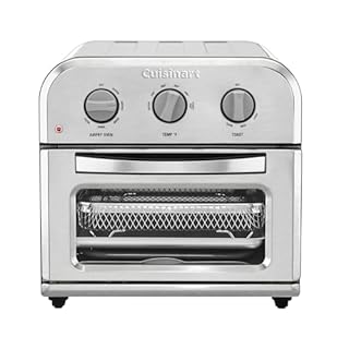 Cuisinart Compact Air Fryer Toaster Oven, Stainless Steel Fryer with 6-in-1 Functions, Adjustable Temperature, Includes Oven Rack, Baking Pan and Air Fry Basket, TOA-26
