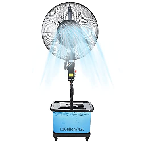 Ventilador de pedestal para exteriores, 71 cm, altura ajustable, oscilante de 90°, 3 velocidades para patio, jardín, garaje, uso comercial industrial