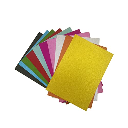 Vrandu Lot de 10 feuilles de papier cartonné pailleté sans poudre couleurs assorties pour loisirs créatifs 250 g/m² Format A4
