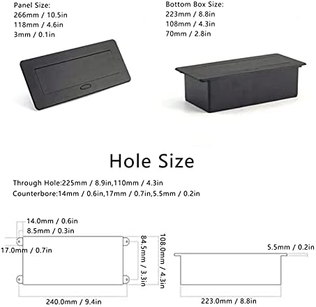 Lairun Desktop Pop Up Socket, Hidden Desktop Pop Up Outlet, Power Strip Hub Connection Box with 2 Outlets & 2 USB Charging Ports for Conference Room Countertop, Pop Up Power Cover Box Desktop Socket