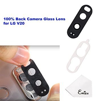 EMiEN Rear Back Camera Lens Repair Cover Glass Replacement for LG V20 F800L H910 H915 H990 LS997 US996 VS995 + Adhesive (Black(Dark Gray))