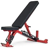 Rep Nighthawk Adjustable Weight Bench | Home Gym Incline Decline Flat Workout Bench | Heavy Duty Fitness and Strength Training Equipment | Foldable Space Saving Design, Red