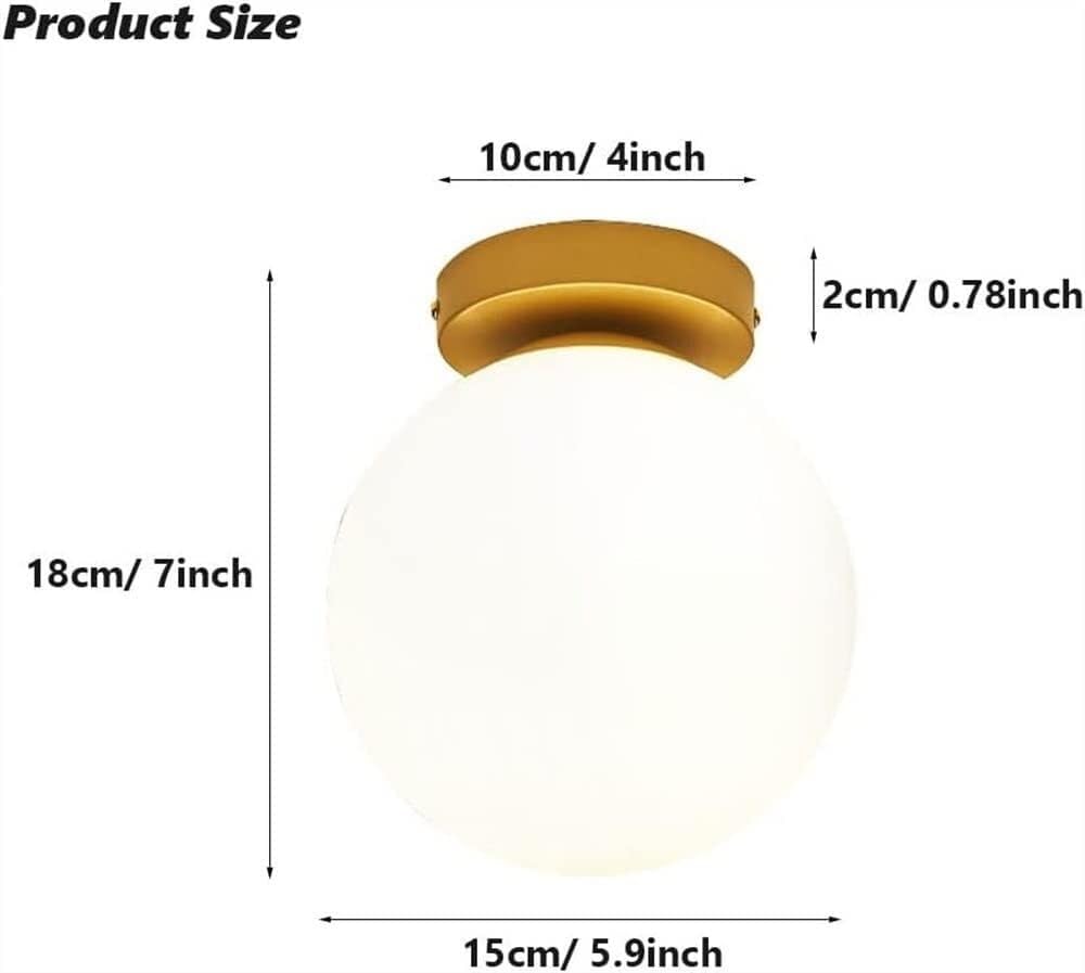 Ceiling Light Ceiling Lights Glass Globe Ceiling Light Brass Base Porch Ceiling Lamp Ceiling Lighting Fixture for Kitchen Entrance Foyer Hallway Bedroom Cloakroom Living Room Balcony 15CM/5.9i