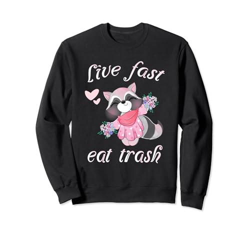 Funny Racoon Live Fast Eat Trash Sudadera