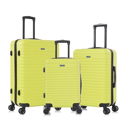 InUSA DEEP Luggage Set with Dual Spinner Wheels and Studs | Spacious Travel Suitcases with Ergonomic Handles | (20/24/28) 3 Piece Hardside Luggage Set | Greem