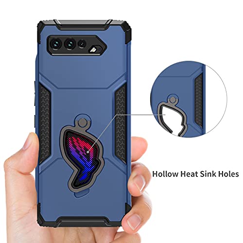 Image of MME Case for ASUS ROG Phone 5 /5s Casing Air Trigger Compatible Military Grade Drop Protection with Built in Kickstand, Camera Protectors and Dust Plugs with 9D Tempered Glass (Blue)