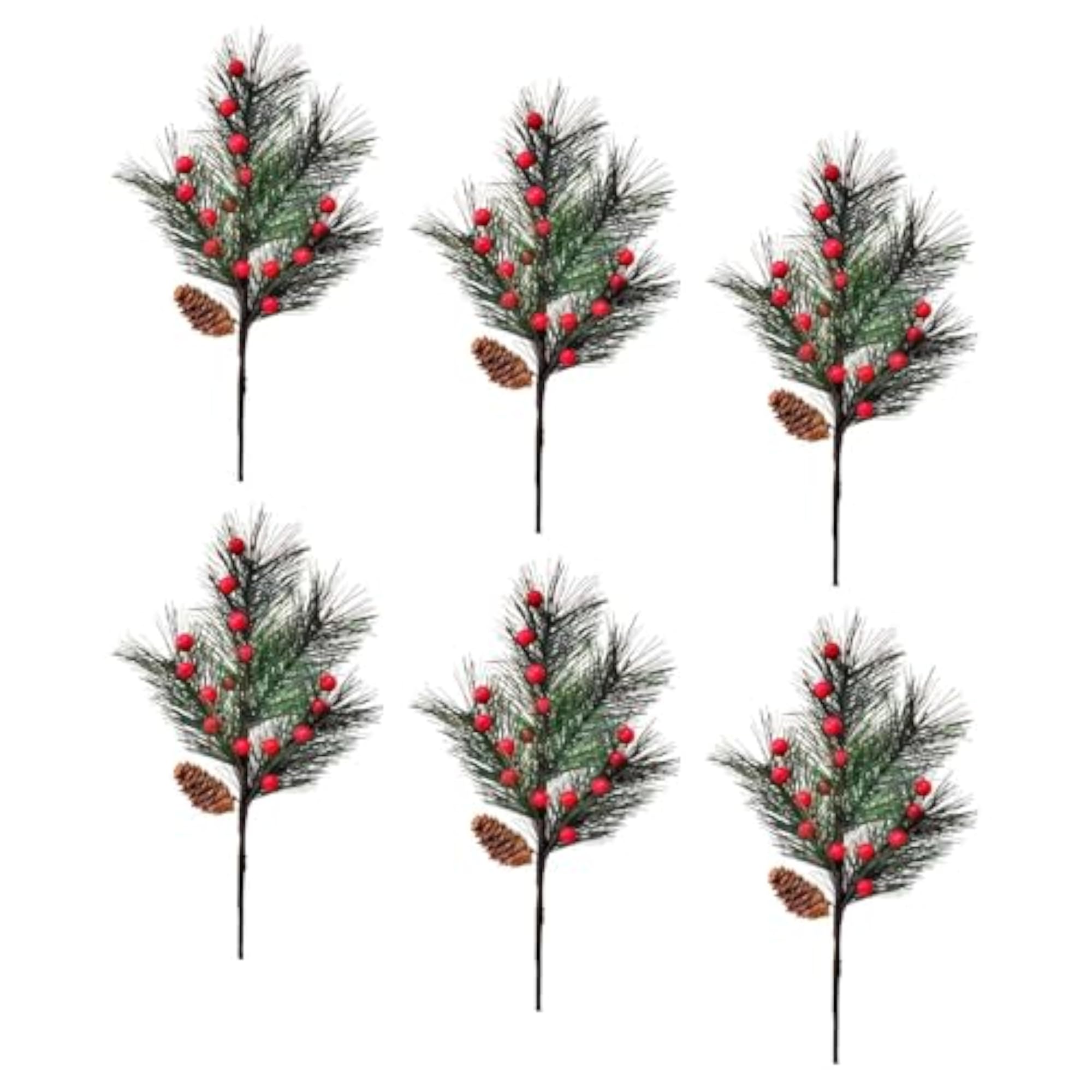6Pcs Artificial Red Berry Branches Decoration Picks