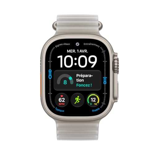 Apple Watch Ultra 4 GPS + Cellular 49 mm Boîtier en Naturel avec Bracelet Océan translucide - vue 5