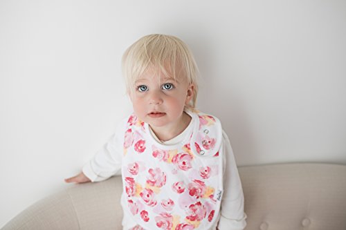 Premium, Organic Cotton Toddler Bibs, Unisex 5-Pack Extra Large Baby Bibs for Girls by KiddyStar, Perfect Baby Shower Item for Feeding, Drooling and Teething, Adjustable 5 Positions (Floral)