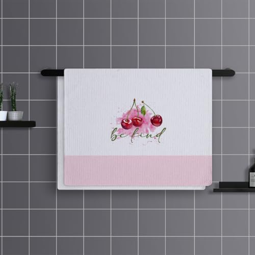 Geschirrtücher Rosa Rote Kirschen Handtücher Waffeltücher Küchentücher Geschirrhandtücher Saugfähige Trockentücher Küche Multi-Purpose Abtrockentücher Küche Handtuchset 4 Stück (40x60cm)
