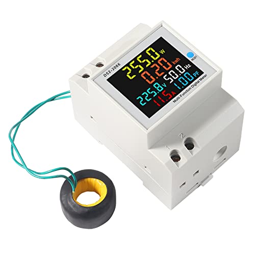 Image of Electricity Single Phase Energy Meter Tester Electricity Usage Monitor AC 110V 40V-300V 100A Ampermeter Power Voltmeter Ammeter Voltage Amps Watt Kwh Frequency Power Factor Multimeter - External CT