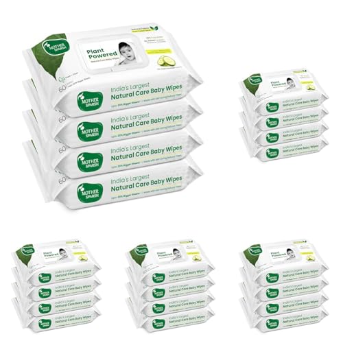 Image of Mother Sparsh Natural Care Baby Water Wipes I 100% Plant Made Fabric From Forest Land | Plant Powered Wet Wipes with Cucumber Extract For Baby I Cotton Cloth Like Bigger Sheets | 60 Pcs (Pack of 20)