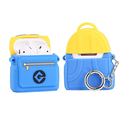 Case for Airpods 1 and Airpods 2, Suublg Silicone Airpod Charging Case Protective Covers with 3D Shoulder Bag Backpack Design, with Keychain