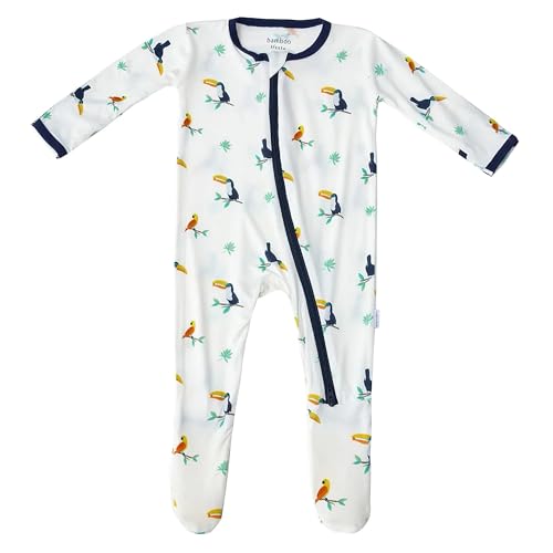 Image of Bamboo Little Soft Baby Footie Pajamas, Baby Clothes, Newborn Sleepers, 95% Viscose and 5% Spandex, 0-24 Months