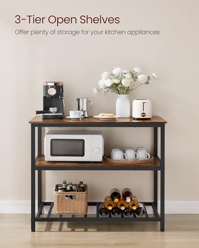 image for VASAGLE Kitchen Island with 3 Shelves, 39.4 Inches Width Kitchen Shelf