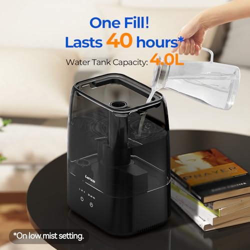 LasVacde Top Fill Humidifiers for Bedroom, 4.0L Tank Cool Mist Humidifiers for Large Room, 40H Runtime, 28dB Quiet Ultrasonic Air Humidifier for Home, Plants with 9H Timer, Aroma Tray by LasVacde - Image 3