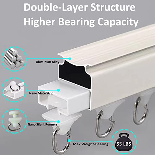 image for FSLGEFUL 6ft Ceiling Track for Curtains, Never Rust & Enough Rollers a