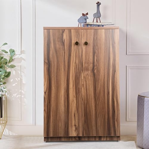 Image of Engineered Wood Shoe Rack - Stylish, Durable & Space-Saving Shoe Storage Organizer for Home & Office Use (Dark Asain, 5 Shelves)