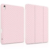 MEEgoodo Case for iPad Air 11 inch (M4) 2026/(M3) 2025/(M2) 2024, Cover for iPad Air 5th Generation/iPad Air 4th Generation 10.9 inch 2022 2020, Tablet Cases with Pencil Holder, White Polka Dot & Pink