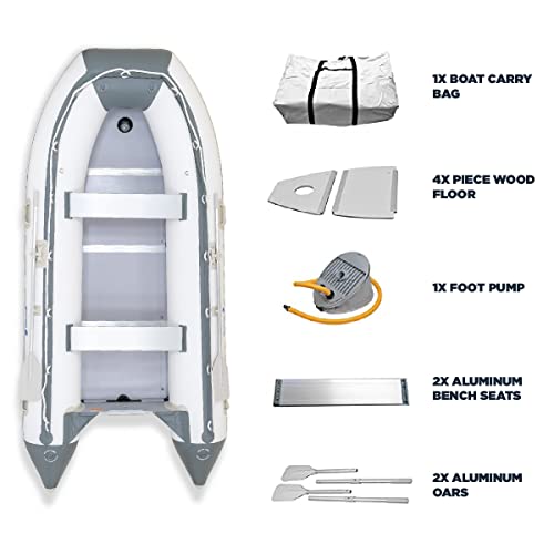 Newport 12ft 6in Catalina Inflatable Dinghy Boat Transom Sport Tender - 6 Person - 20 Horsepower USCG Rated, White/Gray by Newport Vessels - Image 4