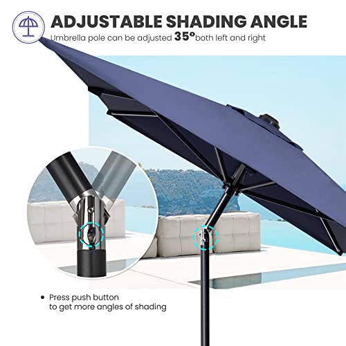 Crestlive Products 9 X 5 Ft Patio Outdoor Umbrella, Aluminum Market Table Umbrella, Rectangular Tilting Parasol, 2 Years Fade-Resistant And Waterproof For Pool Garden Backyard (Navy Blue) #TOP5