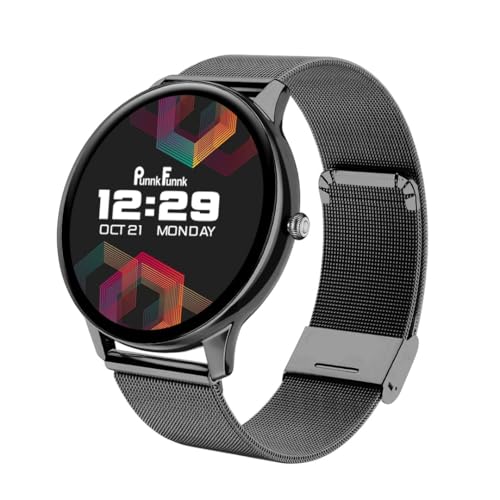 Image of PunnkFunnk Glavito Round Dial Smartwatch 1.49 inch AMOLED Display, 100+ Sports Modes, Health Tracking, Bluetooth Calling, Functional Crown Control, 100+ Watch Faces for Men & Women (Millanese Black)