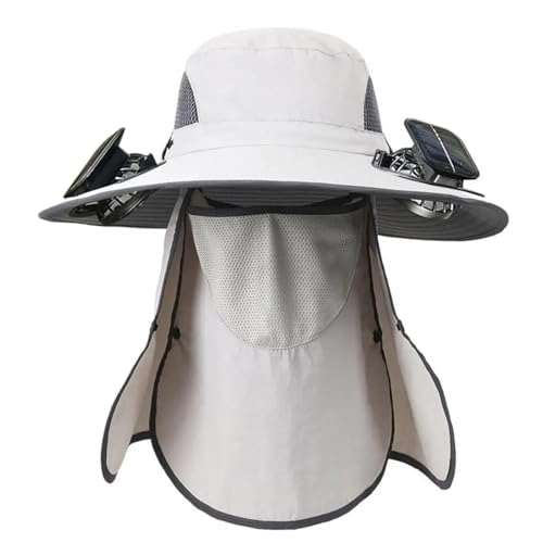 Chapeau de soleil avec ventilateur solaire et protège-cou réglable 3 vitesses